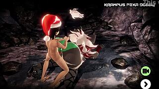 Krampus Pounds Her Bent Over in Brutal Doggystyle Pounding Action