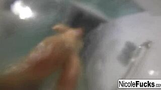 hot pornstar nicole aniston take's a long steamy shower rubbin her big tits and pussy