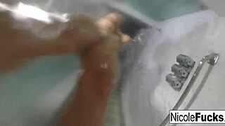 hot pornstar nicole aniston take's a long steamy shower rubbin her big tits and pussy