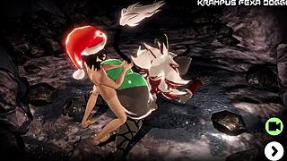 Krampus Pounds Her Bent Over in Brutal Doggystyle Pounding Action