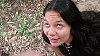 Brunette Babysitter Craves Cumshots on Face from Big Cock Friends