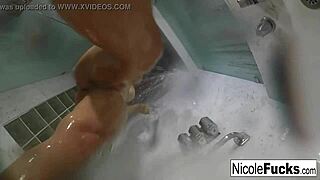 hot pornstar nicole aniston take's a long steamy shower rubbin her big tits and pussy