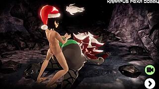 Krampus Pounds Her Bent Over in Brutal Doggystyle Pounding Action