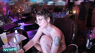 hey, check out this horny short-haired girlfriend fingering her wet pussy on cam