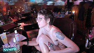 hey, check out this horny short-haired girlfriend fingering her wet pussy on cam