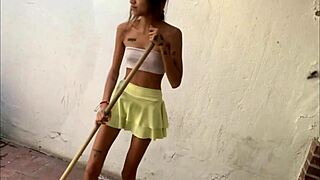 Hot morning, stepsis begs for rough fucking in her tight skirt, full story?
