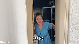 Slippery bathroom fuck gaps latina's big ass pussy from soap roleplay licking