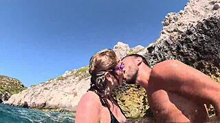 steamy underwater play with busty milf by the pool