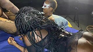 monster african cock destroys three black teen lesbians in wild foursome orgy