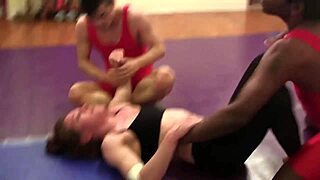 veve lane dominates in tight spandex wrestling match