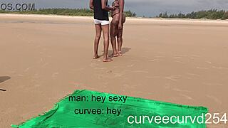 Quick Beach Doggystyle Bang with Curvy Ebony Slave Spanked Hard