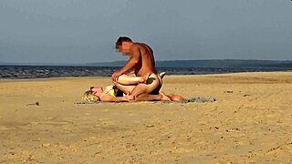 Funny beach milf turns public fuck into hilarious romp