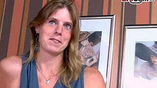 next-door german milf housewife convinced for first-time sex casting with dildo interview