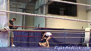 Suggestive Euro Lesbians Wrestle In Tight Panties