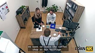 desperate loan seekers watch wife surrender pussy to manager on spot