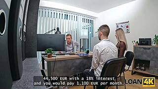 desperate loan seekers watch wife surrender pussy to manager on spot
