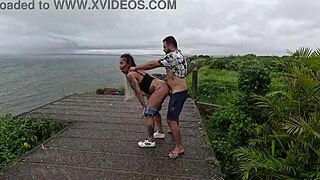 We do a public threesome me eating friend's pussy while nicoly milks the guy.