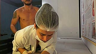 oh god paciente's cock throbs under sexy nurse's soft hands in hospital foreplay