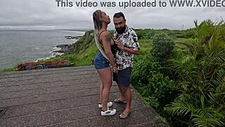 We do a public threesome me eating friend's pussy while nicoly milks the guy.