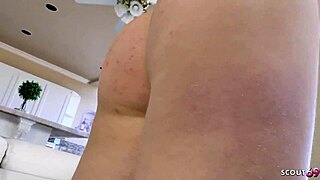 braces teen 18+ in hotpants jeans chats casting then gets older guy pounding big booty small tits