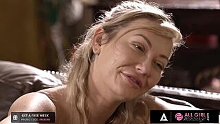 roommate massages busty milf into pussy licking bliss