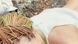 craving cum on forest walk with cute petite bodybuilder babe