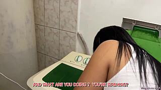 BEAUTIFUL STEPMOM BENT OVER WASHING WHILE STEPSON GRABS HER BIG ASS!