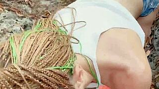 craving cum on forest walk with cute petite bodybuilder babe