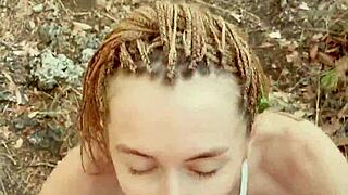 craving cum on forest walk with cute petite bodybuilder babe