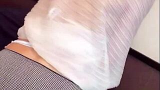 white haired succubus ladyboy masturbates on cam while crossdressing cute