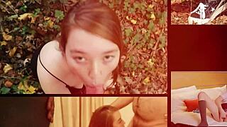 British 18yo emo girl next door gives handjob in lingerie.