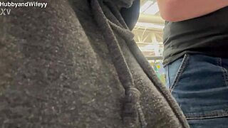 wifeyy teases hubby with outdoor public play flashing ass and pussy