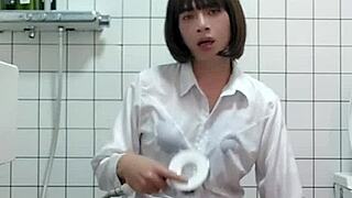 Shemale Ting Xuan's Office Lady Shower Tease with Bare Feet