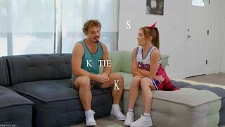 WOW! CUTE CHEERLEADER KATIE KUSH SUCKS COCK PUSSY POUNDED DOGGY!