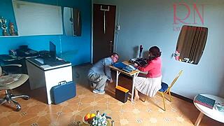 boss dominates enf secretary with blowjob while she's on phone at work... full vid