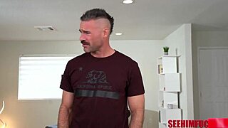 Dilf charles dera oils buff hairy chest while natalie brooks rides monster cock
