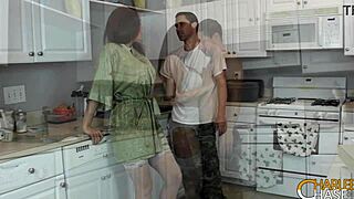 Charlee Chase Fucks Plumber Gets Kitchen Facial Cumshot!