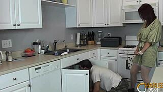 Charlee Chase Fucks Plumber Gets Kitchen Facial Cumshot!