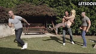 Two Hot Sluts Drilled Hard by Four Guys Limit