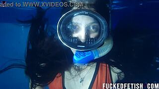 Skinny latina helen star skinny dives underwater pool mask sexy boobs