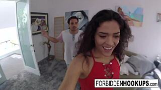food delivery guy picks up horny teen babe turning into step-siblings hardcore banging blowjob cumshot
