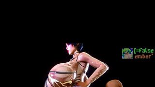 3d brunette bombshell rides pov with expanding huge tits orgasm