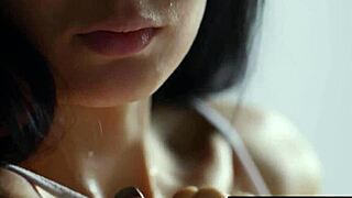 whoa extra skinny teen with massive tits strips nude in hot sauna
