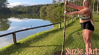 lonely brazilian slut can't resist stranger's cock in park quickie orgasm fuck