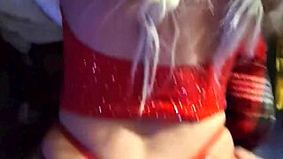 blonde girlfriend in lingerie rides cock cowgirl then bends over doggystyle in pov bedroom fuck