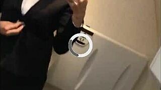 Flight Attendant Cams Brunette Pussy Bathroom Voyeur