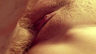 Angel Santana's Shaved Pussy Lips Penetrated Up Close