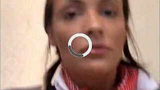 Flight Attendant Cams Brunette Pussy Bathroom Voyeur