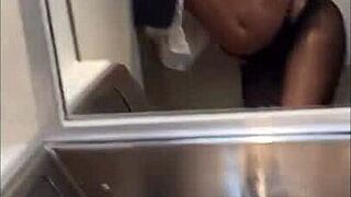 Flight Attendant Cams Brunette Pussy Bathroom Voyeur