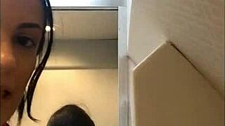 Flight Attendant Cams Brunette Pussy Bathroom Voyeur